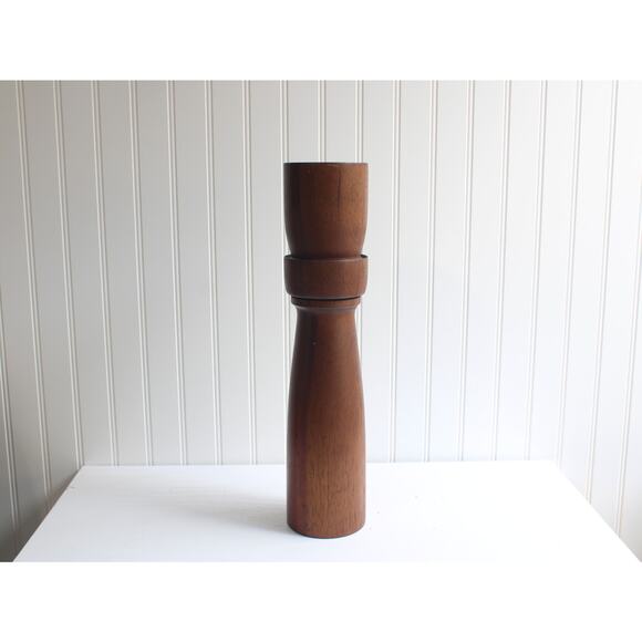 Vintage Mid Century Modern Wooden Mahogany Dome Candlestick 23" - Picture 5 of 7